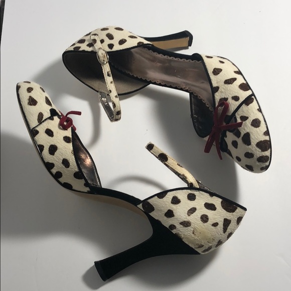 Cow Print Pony Hair Maryjane Heels - Picture 3 of 8